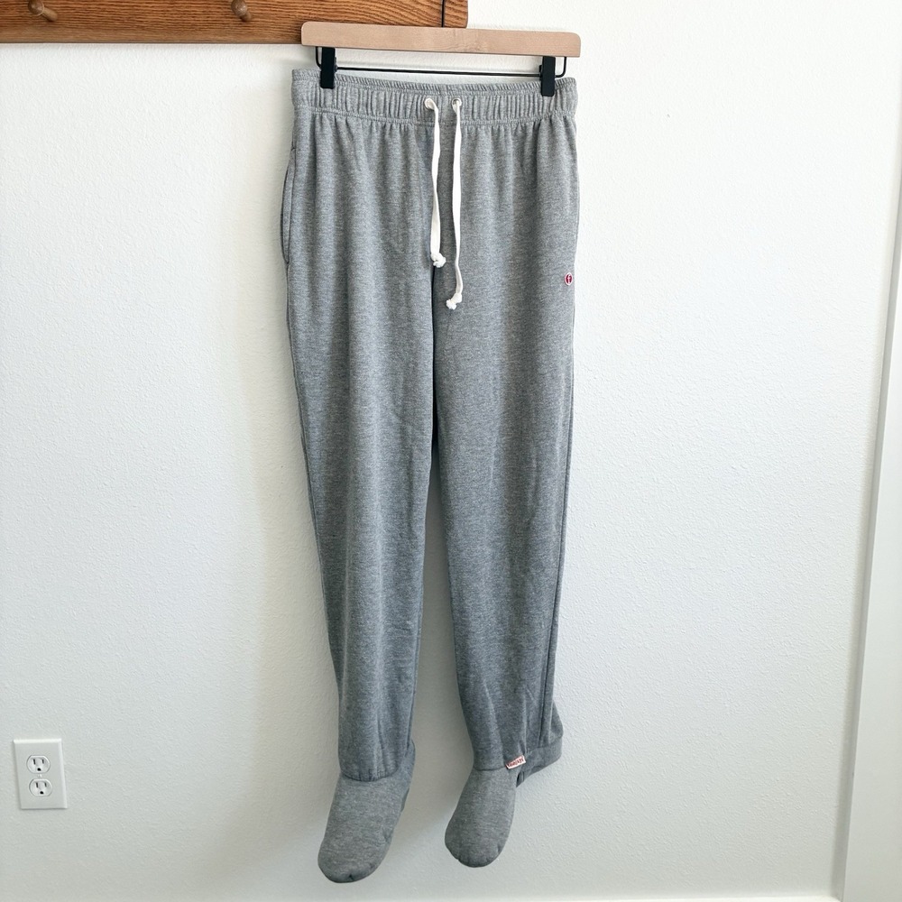 Feejays Classic Footed Lounge Fleece Pajama Sweatpants Gray Adult Size Medium